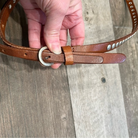 Sam Brown twist Double Silver Embellished Belt Brown Leather Medium Euro 85 $74 - Picture 4 of 7